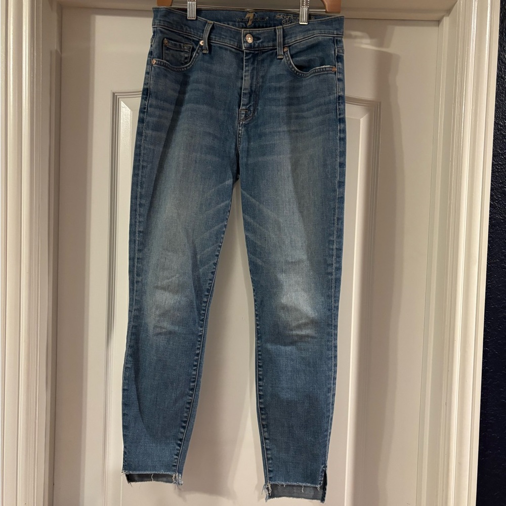 7 For All Mankind Light Blue High Waist Skinny Jeans